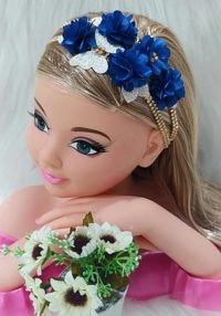Faixa Belli Jardim Azul Royal com Dourado